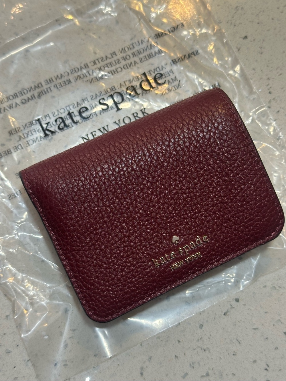 New! Kate Spade New York Leather Bifold Wallet in “cherry” new with tags